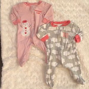Bundle of 2 Footed Zip Up Pajamas